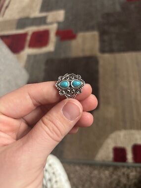 Turquoise Accent Sterling-Style Silver Ring - Blue Turquoise